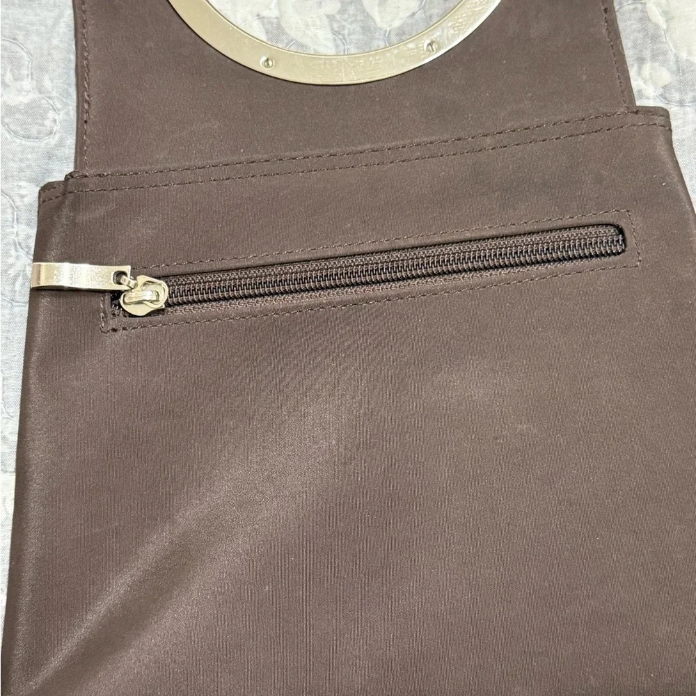 Elegant Brown Handbag with Silver Accents